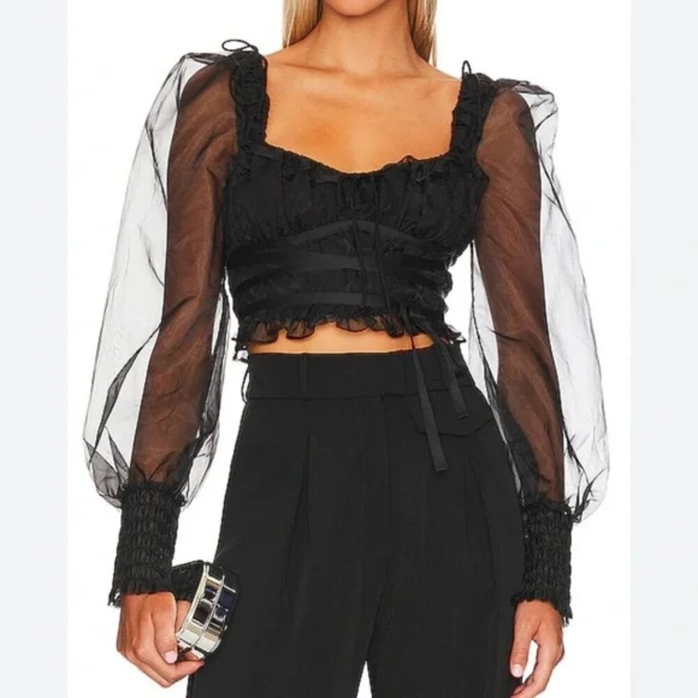 NWT FL&L Gabrielle Top Black